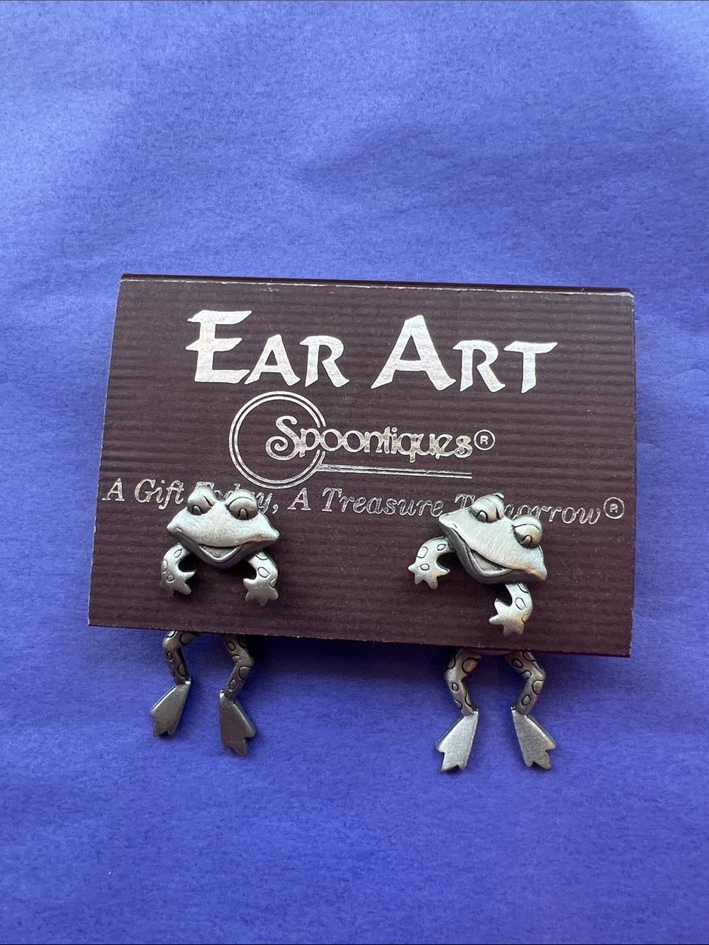 Spoonique Silver Frog Ear Art Earrings by